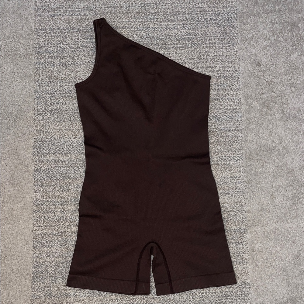 Kids One-Shoulder Brown One Piece Bodysuit Romper